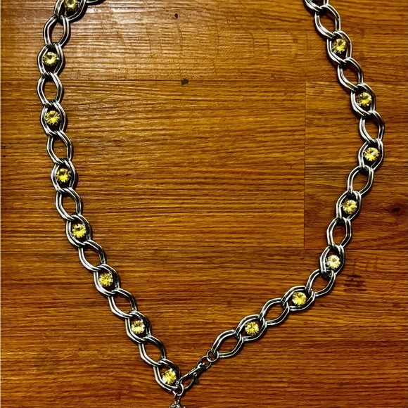 White House Black Market Chain Woman Lg belt Yellow gems Chain tassel No flaws - Picture 14 of 14